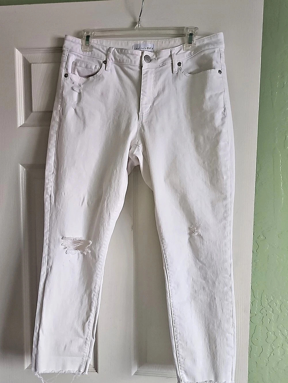 LOFT Curvy Skinny Crop Jeans Women's White Size 8